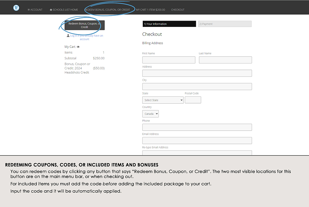 Redeeming Bonuses, Coupons, and Credits 